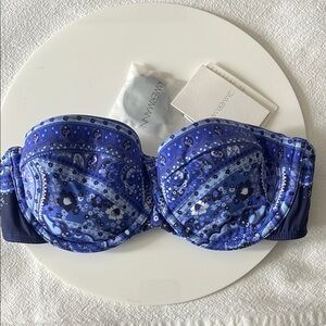 ZIMMERMANN Blue Floral Strapless Bra with straps BRAND NEW SIZE 2-4